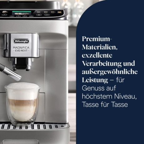 De'Longhi Magnifica Evo Next - Perfetto Fully Automatic Coffee Machine with LatteCrema Milk Frother, 13 One-Touch Drinks, Coffee and Cappuccino Coffee Maker, Color Touch Display, Titanium (ECAM312.80.SB)