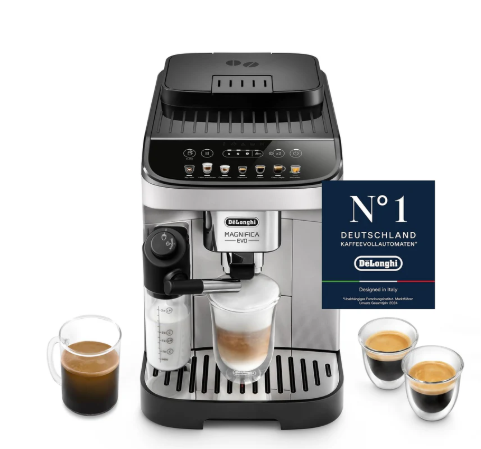 De'Longhi Magnifica Evo - Fully automatic coffee machine with fully automatic creamy milk foam, 7 one-touch drinks, cappuccino & espresso, coffee machine, soft-touch control panel, silver (ECAM292.81.SB)