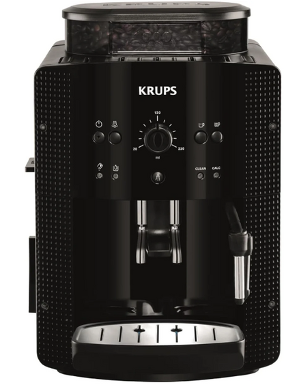 KRUPS Arabica Picto fully automatic coffee machine, compact design, easy operation, intuitively adjustable rotary control, milk frother, 2-cup function, coffee machine, black, EA810870