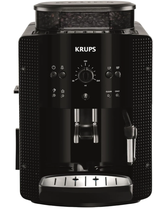 KRUPS Arabica Picto fully automatic coffee machine, compact design, easy operation, intuitively adjustable rotary control, milk frother, 2-cup function, coffee machine, black, EA810870